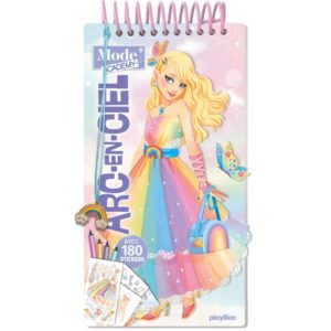 CARNET CREATIF MODE ACADEMY ARC-EN-CIEL (AVEC UN BRACELET) - AVEC 180 STICKERS