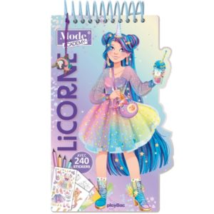 CARNET CREATIF MODE ACADEMY LICORNE (AVEC UN BRACELET) - AVEC 180 STICKERS