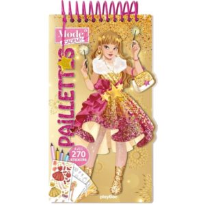CARNET CREATIF MODE ACADEMY PAILLETTES (AVEC UN BRACELET) - AVEC 270 STICKERS