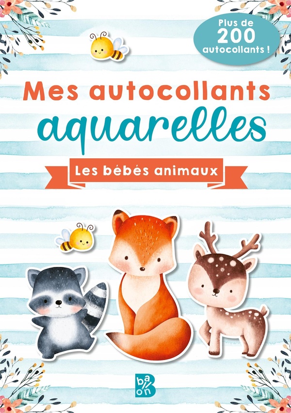 MES AUTOCOLLANTS AQUARELLES - LES BEBES ANIMAUX